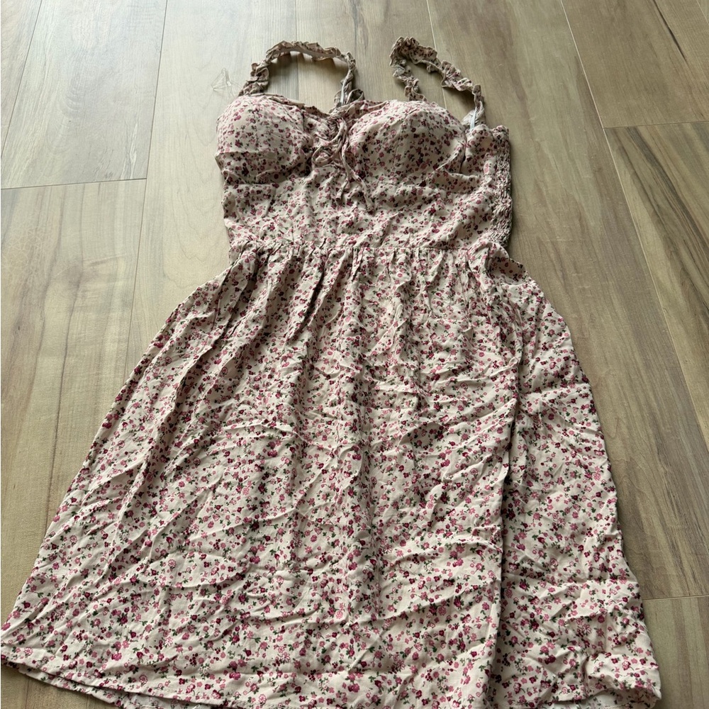 AUW Pink Floral Smocked Dress